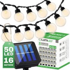 LUMILED Solární zahradní svítidlo LED světelný řetěz 16,70m GIRLANDA GLADI 2 s 50x LED dekorativní koule 3000K Teplá bílá
