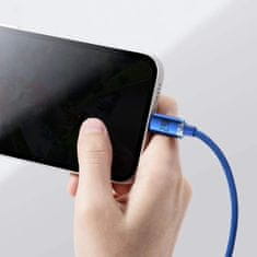 BASEUS Datový kabel Baseus Crystal Shine USB na Lightning, 2,4A 2 m modrý