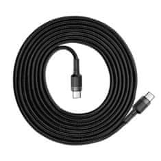 BASEUS Datový kabel Baseus Cafule (CATKLF-HG1) - Type-C to Type-C, 60W Flash Charging, 20V, 3A, 2m - šedý / černý