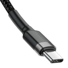 BASEUS Datový kabel Baseus Cafule (CATKLF-HG1) - Type-C to Type-C, 60W Flash Charging, 20V, 3A, 2m - šedý / černý