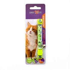 COBBYS PET Nastavitelný obojek pro kočky zelený s rolničkou 20-30cm/10mm veselý motiv s bezpečnostní sponou