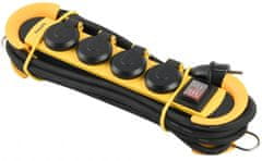 Philips prodlužovací kabel 230V, 5m, 4 zásuvky + vypínač, IP44, žlutá/černá