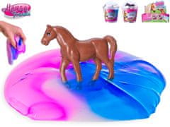 Horse Friends hmota v kelímku s přívěskem koníka (růžovozelená, růžovobílá, modrobílá)