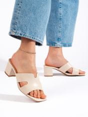 Amiatex Módní sandály hnědé dámské na širokém podpatku, odstíny hnědé a béžové, 38