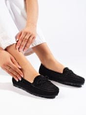 Amiatex Designové mokasíny dámské černé bez podpatku + Ponožky Gatta Calzino Strech, černé, 38