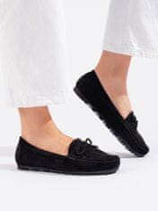 Amiatex Designové mokasíny dámské černé bez podpatku + Ponožky Gatta Calzino Strech, černé, 40