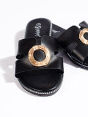 Amiatex Jedinečné černé sandály dámské bez podpatku, černé, 39