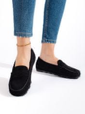 Amiatex Designové dámské černé mokasíny bez podpatku + Ponožky Gatta Calzino Strech, černé, 36