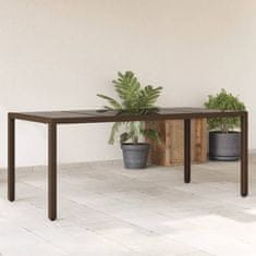 shumee Zahradní stůl se skleněnou deskou hnědý 190x90x75 cm polyratan
