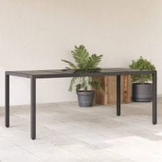 shumee Zahradní stůl se skleněnou deskou černý 190x90x75 cm polyratan