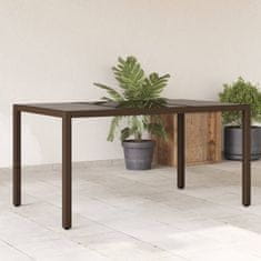 shumee Zahradní stůl se skleněnou deskou hnědý 150x90x75 cm polyratan