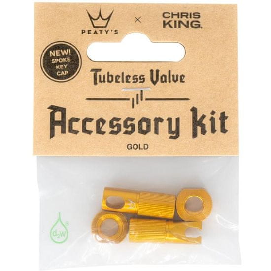 Peaty's Čepičky X Chris King MK2 Tubeless Valves Accessory Kit - 1 pár, zlatá