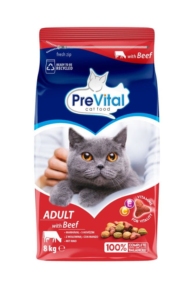 Levně PreVital Adult granule pro kočky hovězí 8 kg