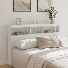 Petromila Čelo postele s úložným prostorem a LED bílé 160 x 17 x 102 cm