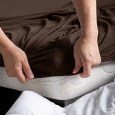 DecoKing Bavlněné jersey prostěradlo s gumou Amber čokoládové, velikost 120-140x200+30