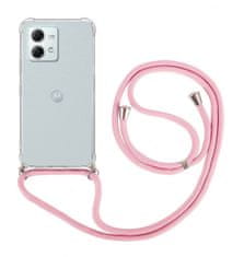 TopQ Kryt Motorola Moto G84 5G s růžovou šňůrkou průhledný 121049