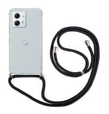 TopQ Kryt Motorola Moto G84 5G s černou šňůrkou průhledný 121048