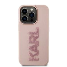Karl Lagerfeld 3D Glitter Logo Karl kryt pro iPhone 15 Pro Max, černý Růžová