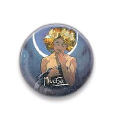 Grooters Magnet Alfons Mucha – Luna, kulatý, 5 cm