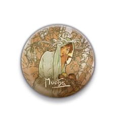 Grooters Magnet Alfons Mucha – Zima, kulatý, 5 cm