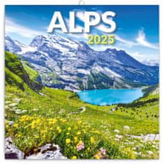 Presco Publishing Poznámkový kalendář Alpy 2025, 30 × 30 cm