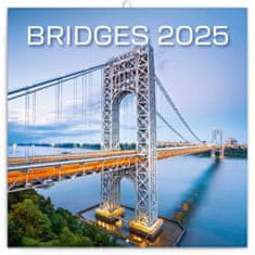 Presco Publishing Poznámkový kalendář Mosty 2025, 30 × 30 cm