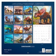 Presco Publishing Poznámkový kalendář Dinosauři 2025, 30 × 30 cm