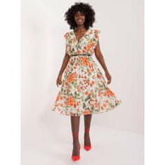 ITALY MODA Dámské šaty s květinovým vzorem ecru-oranžové DHJ-SK-N13198-3.05P_407730 Univerzální