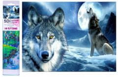 Norimpex Diamantová mozaika Wolves Winter Blue Glow 30X40 cm