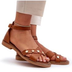 Zazoo Ploché kožené sandály Brown velikost 40