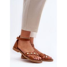 Zazoo Ploché kožené sandály Brown velikost 40