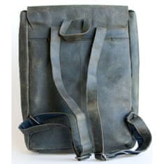 FLW Velký hnědozelený plochý batoh ze silné pravé kůže