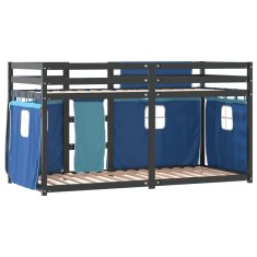 Vidaxl Dětská patrová postel se závěsy modrá 80 x 200 cm borovice
