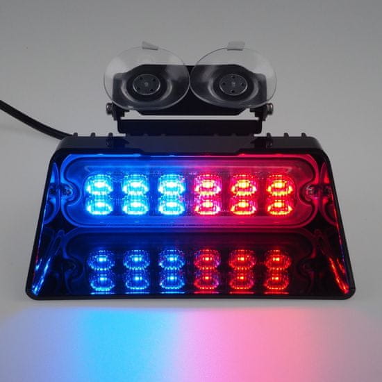 Stualarm PREDATOR LED vnitřní, 12x LED 3W, 12/24V, červeno-modrý, ECE R10 (brW012RB)