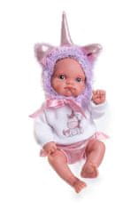 Antonio Juan 85105-2 Jednorožec fialový - realistická panenka miminko s celovinylovým tělem - 21 cm