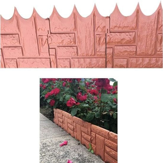 Vixson Plastovy obrubník, Zahradní obrubník cihlového vzhledu, Zahradní plot (6ks, 22,2 × 25,7 cm) | TERRABARIC