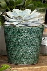Polnix Ozdobný zelený keramický obal na květinu 13,5 x 13 cm