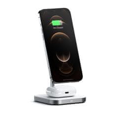 Satechi Hliníkový magnetický bezdrátový nabíjecí stojan 2 v 1 kompatibilní s iPhone 15 Pro Max/15 Pro/15/15 Plus