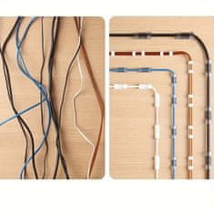 HOME & MARKER® Kabelové svorky pro vedení kabelů a na Organizace kabeláže, Organizéry kabelů (20ks, průhledná) | CORDCLIP