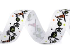 Kraftika 1m bílá pavouk rypsová stuha halloween šíře 25 mm