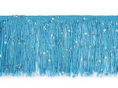 Kraftika 1m 4 modrá azuro třásně s flitry šíře 10 cm, a střapce
