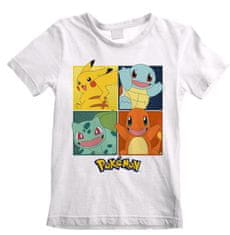 CurePink Dětské tričko Pokémon: Squares (5-6 let) bílé bavlna