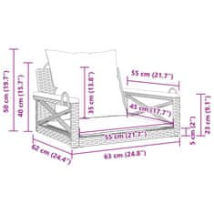 Vidaxl Houpací lavice s poduškami béžová 63 x 62 x 40 cm polyratan