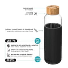 QUOKKA Flow skleněná láhev 660 ml, černá