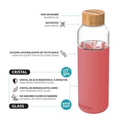 QUOKKA Flow skleněná láhev 660 ml, pink botanical