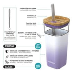 QUOKKA Liquid Cube sklenice s brčkem 540 ml, lilac gradient