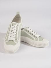 Amiatex Stylové dámské tenisky zelené bez podpatku + Ponožky Gatta Calzino Strech, odstíny zelené, 36