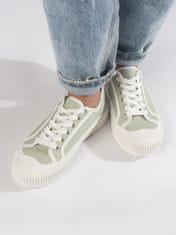 Amiatex Stylové dámské tenisky zelené bez podpatku + Ponožky Gatta Calzino Strech, odstíny zelené, 36