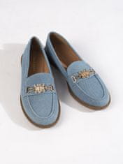 Amiatex Komfortní mokasíny modré dámské na plochém podpatku, odstíny modré, 41