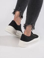 Amiatex Stylové tenisky černé dámské bez podpatku + Ponožky Gatta Calzino Strech, černé, 40